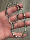 Sterling Silver Native American Sw 3mm Turquoise Navajo Pearl Necklace  925