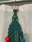 Vintage Macrame Christmas Tree Wall Hanging Wood Beads  Mcm Retro 38x19