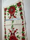 Vintage Christimas Tea Towel Linen Santa Poinsettia