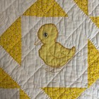 Vintage Handmade Baby Quilt Gender Neutral Yellow Nursery Animals Blanket