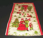 Vintage Linen Christmas Carolers Tea Kitchen Towel  22  X 15 