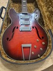 1960   s Harmony Vintage Electric Guitar With Vox Case Teardrop
