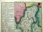 Kent By Badeslade   Toms C1742 Genuine Antique Map Original Hand Colouring