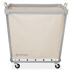 Commercial Heavy Duty X-large Rolling Canvas Bin Laundry Hamper On Wheels  White