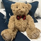Fao Schwarz Cream Shaggy Teddy Bear Plush Plaid Bow Tie Circa 2019