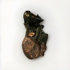 Hand Crafted From Coal Black Bear Figurine Sculpture On Log Base Rustic Cabin