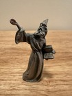 Pewter Wizard Figurine Statue Holding Gem Stone