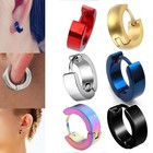 1pair 2pcs Cool Women Men Stainless Steel Hoop Loop Huggie Ear Stud Earrings Us