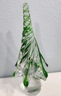 Heavy Art Glass Christmas Tree Clear Green Swirl Twisted 9 5  Holiday Decor 