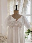 Edwardian White Cotton Maternity Nightgown Nursing Gown Valenciennes Lace Inset