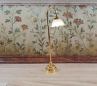 Dollhouse Floor Lamp Battery Light Flower Shade Gold Base 1 12 Scale Miniature