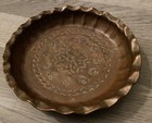 Rare Ottoman Turkish Copper Plate bowl - Antique Hand-beaten Tin-coated Dish