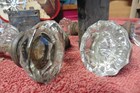 13 Antique Door Knobs Crystal Brass Clear Glass Mortise Rare