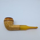 Vintage Tobacco Smoking Pipe Yellow Bakelite Stem Meerschaum Deco 1930s