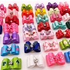 10-50pcs 3d Hair Bows Pet Dog Cat Grooming Rhinestone Rubber Bands Small Puppy