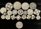 Vintage   Antique Rhinestones In Metal 30 Buttons Lot 