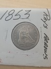 1853 Philadelphia Mint Silver Seated Liberty Quarter With Arrows   Rays Rare