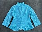 Talbots Petites Turquoise Ruffle Jacket Women   s 4p Aqua Blue Cropped Blazer