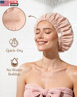 Satin Lined Shower Cap For Women Reusable Waterproof  Frizz Free   Large Bath Ca