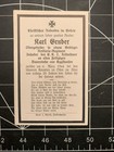 German Ww2 Soldier Death Card 1944   Original  Artillery Regiment - East Russia