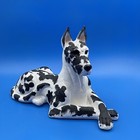 Vintage Figurine Of A Harlequin Great Dane Dog Signed By Artist T C Schoch  1986