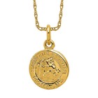 14k Solid Yellow Gold Saint Christopher Medal Necklace
