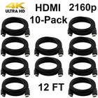 Pack Of 10 Digital High-speed 1 4 Hdmi Cables Pvc 2160p Black Cord  12 Feet 