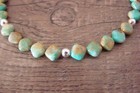Navajo Green Turquoise Corner Drilled Square Stone Anklet bracelet - Hand Str   