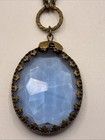 Antique Necklace Blue Czech Glass Crystal And Cabochons Y-drop Jewelry Gorgeous