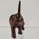 Vtg Lucky Elephant Figurine Sculpture Rosewood Hand Carved Statue Trunk Up