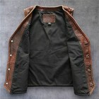 Men s Brown Distressed Leather Collarless Vest Vintage Western Style Waistcoat