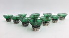 11  Murano Green Colored Glass And Silver Overlay Sherbet Or Dessert Cups