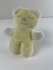 Vintage Stahlwood Toys Plush Teddy Bear Baby Rattle Lovey Yellow Stuffed Animal 