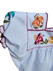 Mexican Peasant Top   Crisp White Embroidered Vintage 70 s Inspired Blouse   L