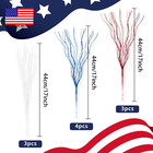 10 Pcs Glitter Red White And Blue Patriotic Picks Sprays Sparkle Curly Ting Bran