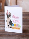 Caroline s Treasures Black Boston Terrier Easter Greeting Cards Pack Of 8