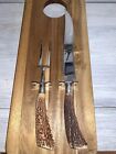 Sterling Silver Stag Horn Carving Knife And Fork Set Made By Hasselbring Hc