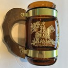 Vintage 1960s Siesta Ware Style Amber Glass Barrel Mug Will Rogers Memorial Ok