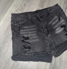 Kancan Los Angeles Women   s Black Distressed Denim Cut Off Shorts Size 29