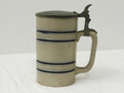 Antique Whites Of Utica Salt Glazed Stoneware Stein W  Pewter Lid