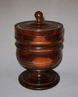 Antique Vtg 19th C 1800s Victorian Lignum Vitae Covered Bowl Footed With Finial