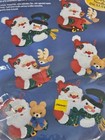Vtg Bucilla Santa   Friends Felt Applique Set 6 Christmas Ornament Kit 83978 New