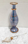Egyptian Glass Perfume Bottle Blue W gold Tone Accent   Etching 5  Made In Egypt