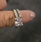 1 5 Ct Princess Cut Wedding Band Engagement Ring Set Bridal Silver Size 5-9