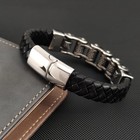 Multi-layer Leather Bracelet Men s Chain Wrap Black Stainless Steel Clasp