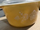 Pyrex Vintage Butterfly Gold 79  Redesign Round 2 5 Qt Casserole 475  W lid