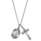 Sterling Silver Crucifix And St  Michael Double Medal Pendant Necklace