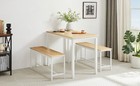 Dining Table Set  Bar Table With 2 Dining Benches  Kitchen Table Counter With