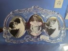 Vintage Mikasa Princess Crystal Triple Oval Picture Frame Frosted Scroll 13x8