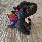 Ty Beanie Boos Anora The Dragon Plush Black With Rainbow Shimmer Wings